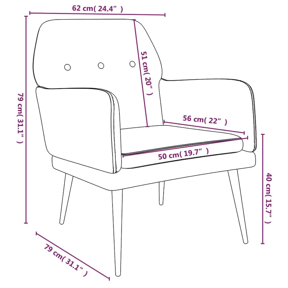 vidaXL Fotel, czarny, 62x79x79 cm, obity aksamitem