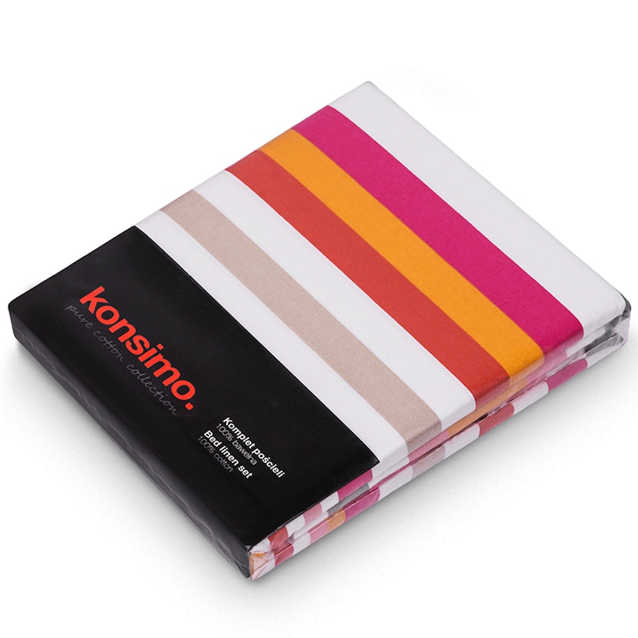 SANDER bawełniany komplet pościeli, w paski, wielokolorowy, 200x220