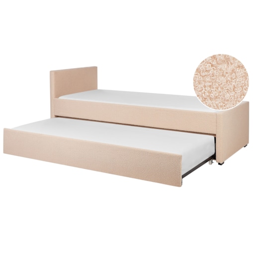Łóżko wysuwane boucle 80 x 200 cm brzoskwiniowe MARMANDE
