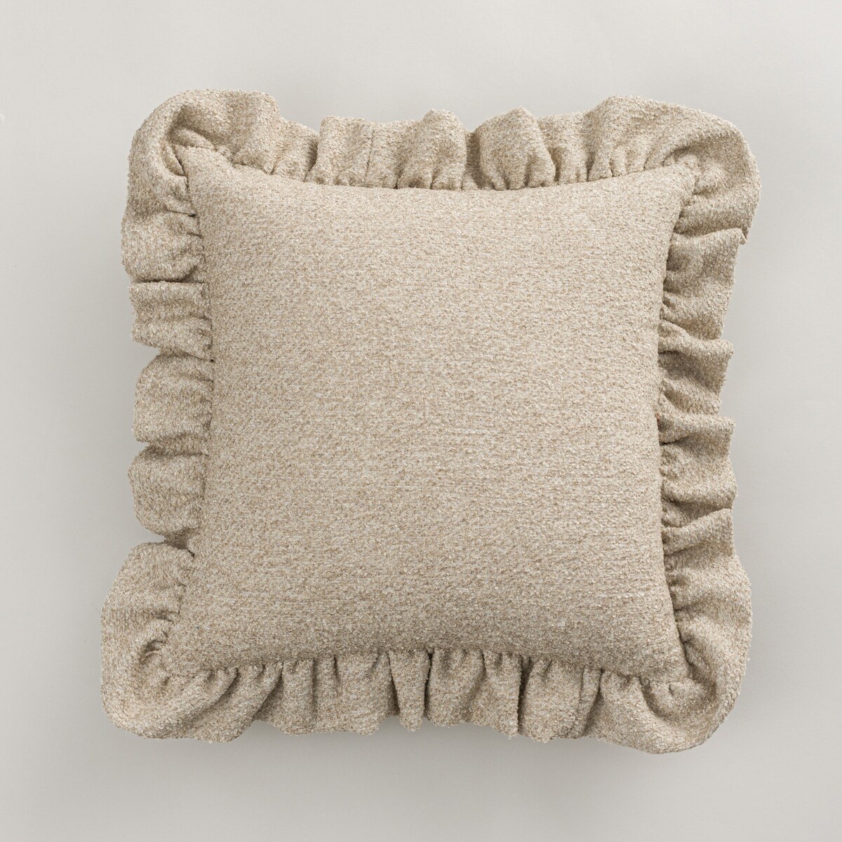 Poszewka Paula z falbaną 45x45 beżowy melanż