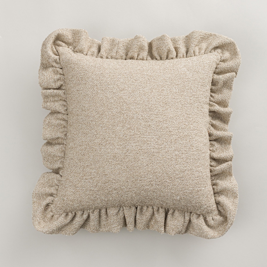 Poszewka Paula z falbaną 45x45 beżowy melanż