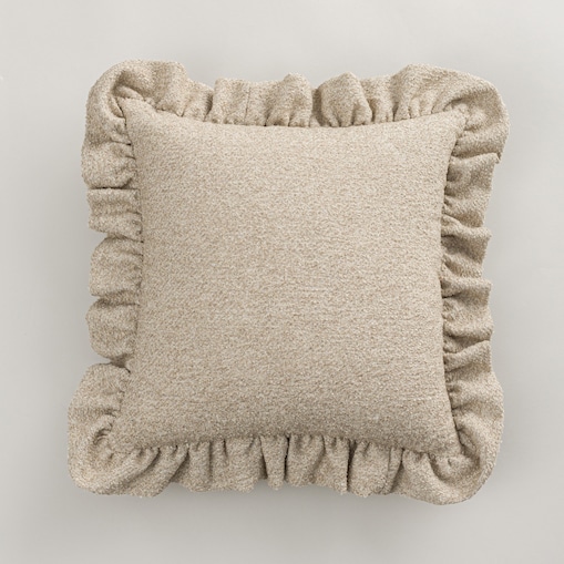 Poszewka Paula z falbaną 45x45 beżowy melanż