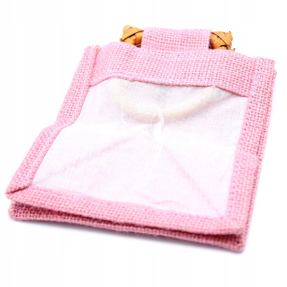 Torebka Okienkiem z Juty NA PREZENTY kwiaty box 12x14cm NATURALNE EKO róż