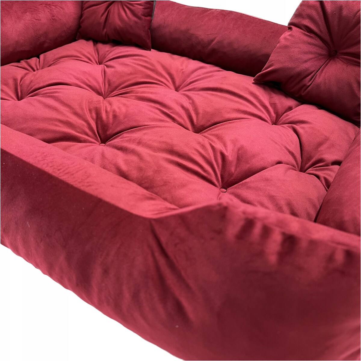 Legowisko Dla Psa Kanapa Posłanie Welurowe 70X60 Cm Pikowane Prestiżowe Czerwone