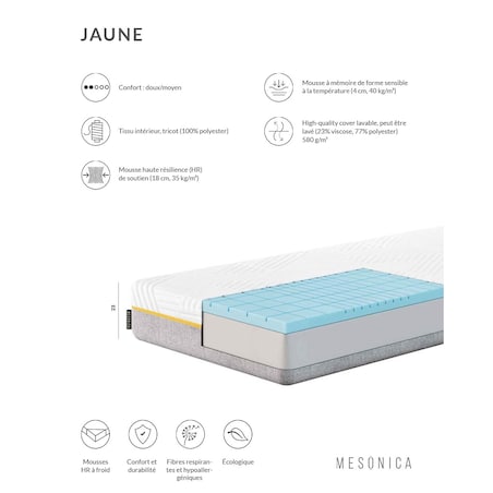 Mesonica Jaune - Materac piankowy 100x200 wys.: 23 cm