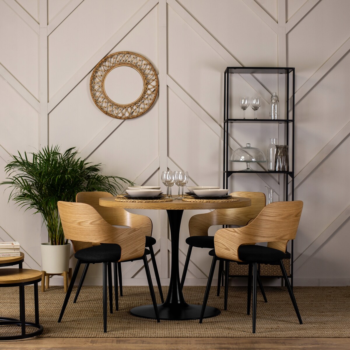 Krzesło Tapicerowane Drewniane Loft Gięte Drewno Do Salonu Jadalni Dąb ORBI