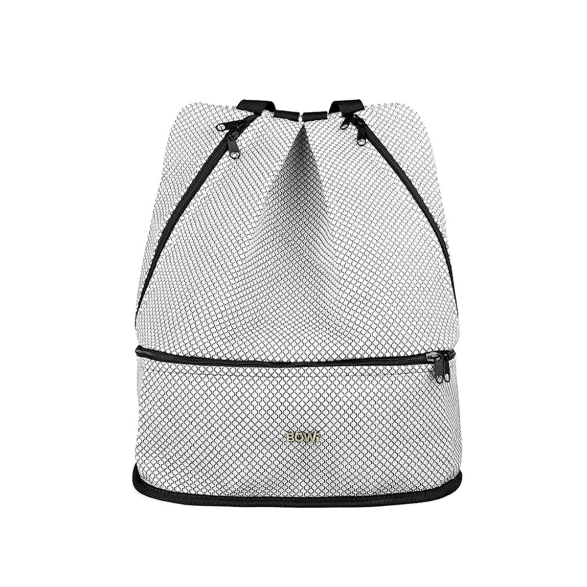 Torba sportowa, plecak na siłownię z kieszenią na buty, czarno-biały