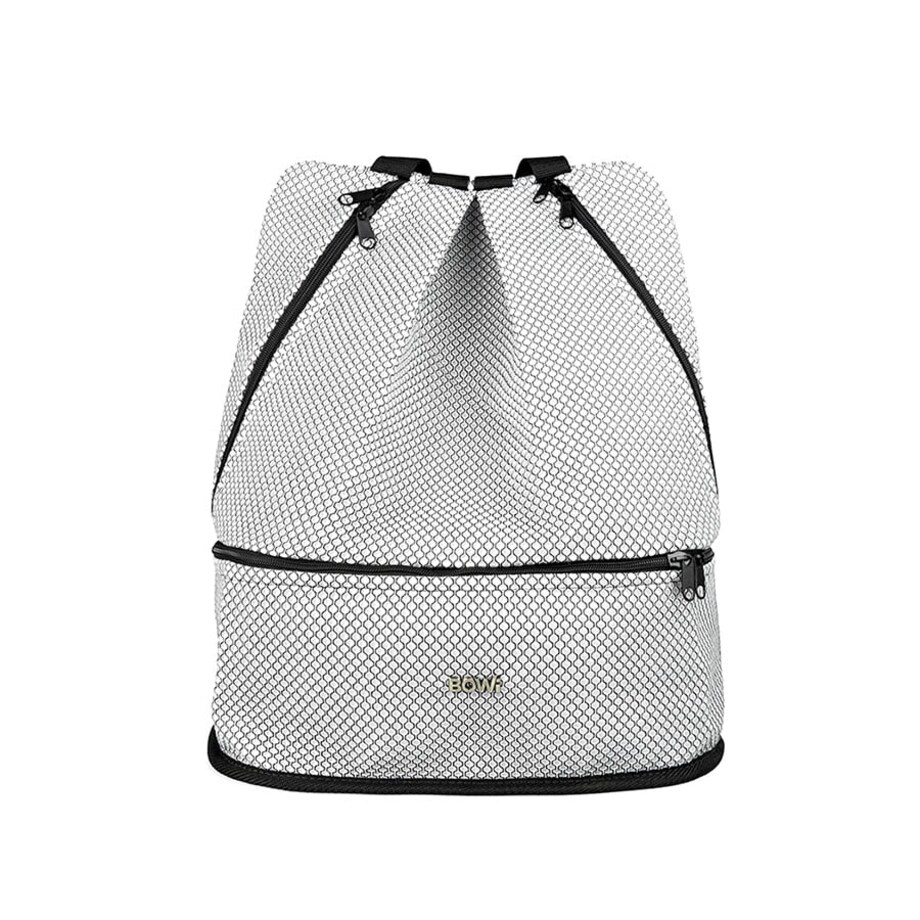 Torba sportowa, plecak na siłownię z kieszenią na buty, czarno-biały