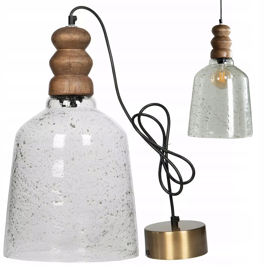 LAMPA SUFITOWA DO SALONU E27 boho wisząca naturalna drewno mango duża
