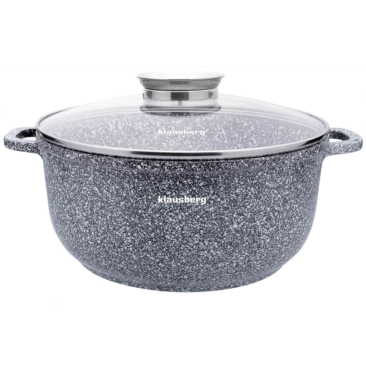 Garnek z powłoką marmurową marmurkowy szary indukcja gaz 6.5L 28cm KLAUSBERG