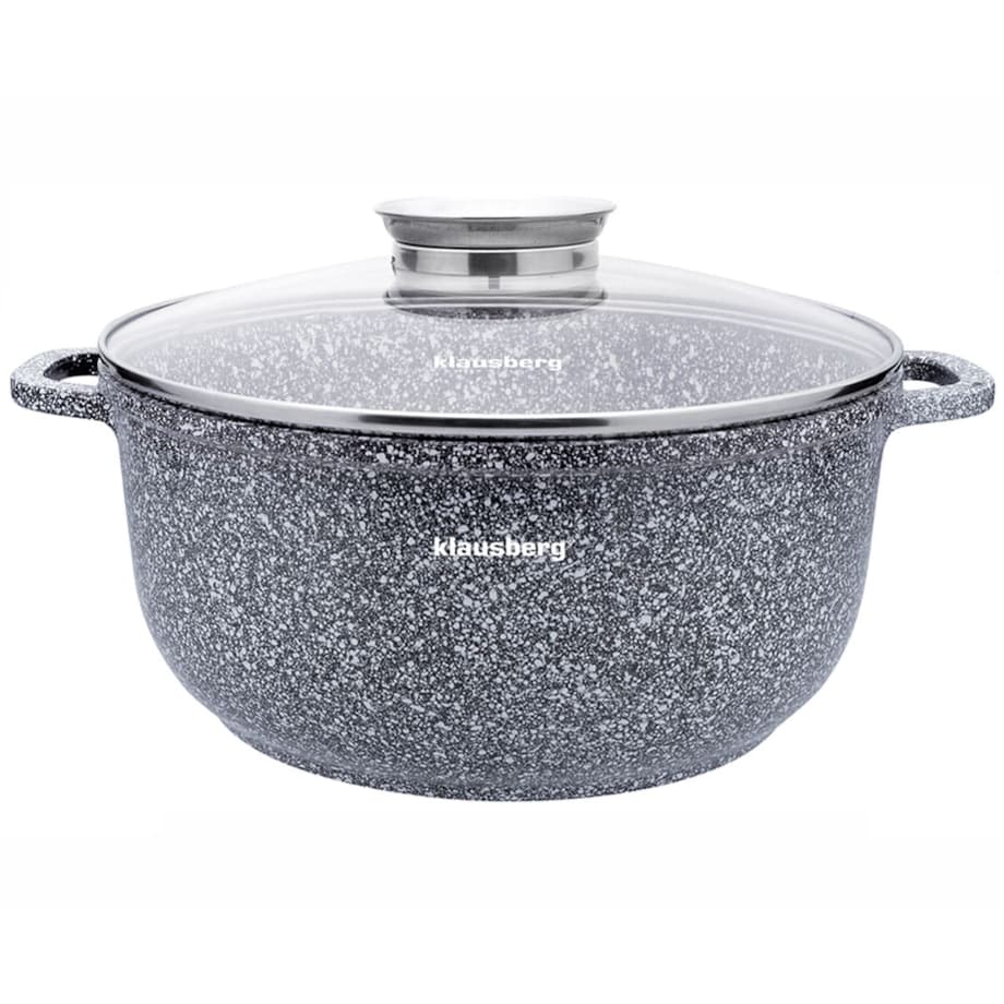 Garnek z powłoką marmurową marmurkowy szary indukcja gaz 6.5L 28cm KLAUSBERG