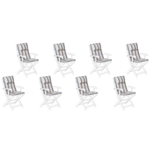 Zestaw 8 poduszek na krzesła ogrodowe niebiesko-beżowe MAUI