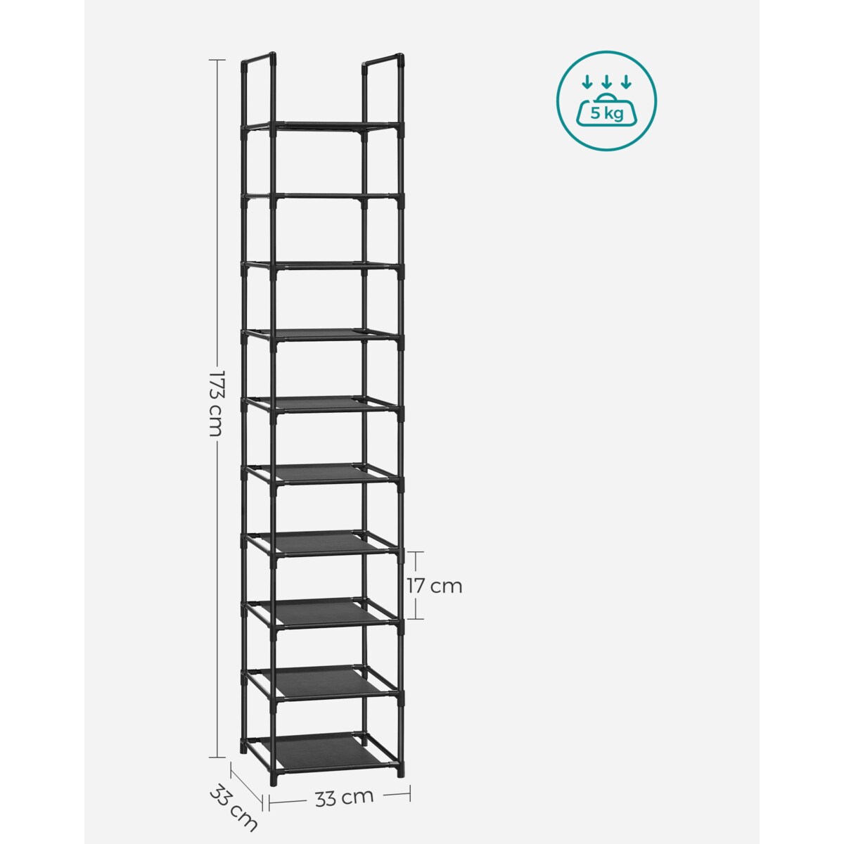 Szafka Na Buty 33X33X173 Cm Czarny