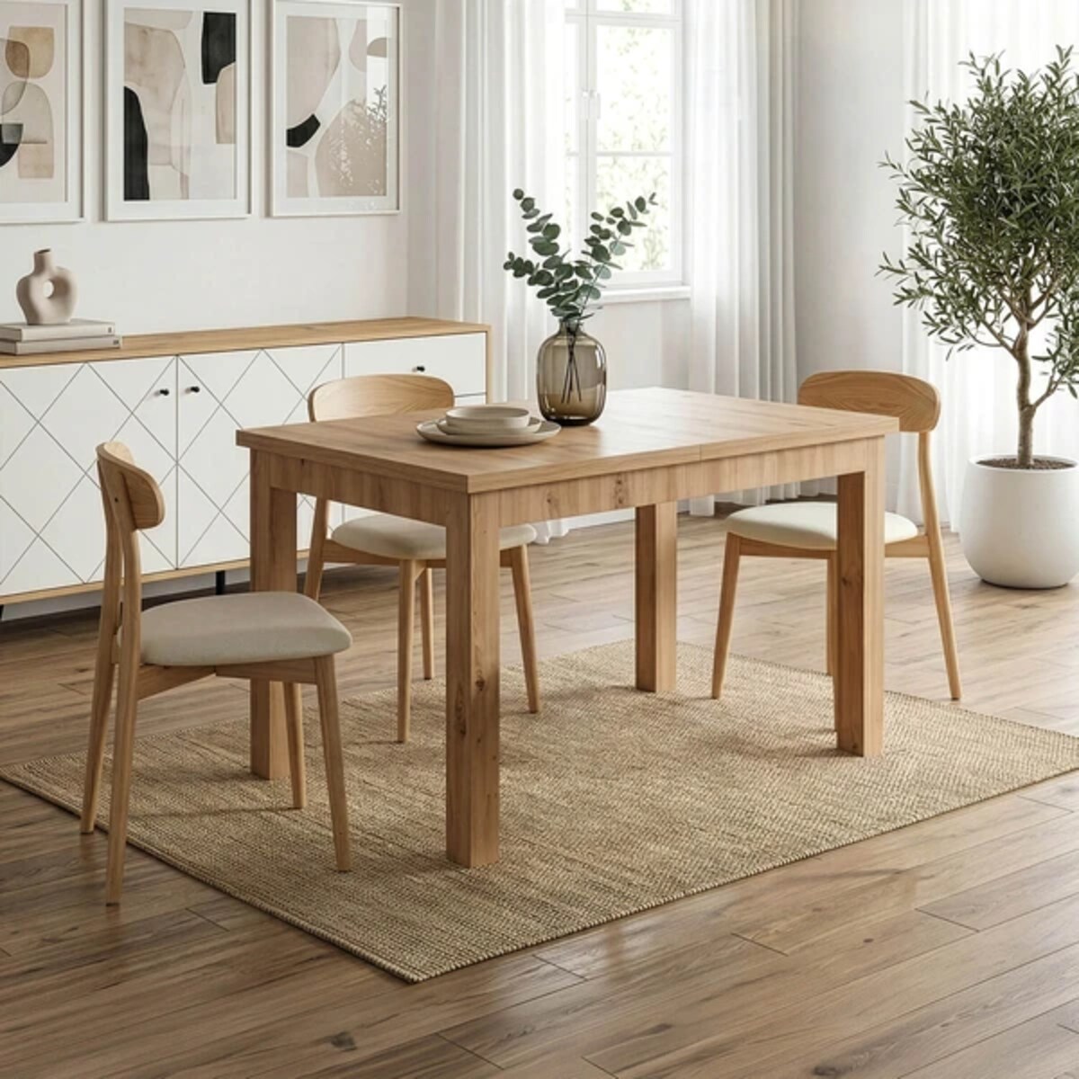 Stół prostokątny rozkładany do jadalni dąb artisan 120-160 cm SKUBI