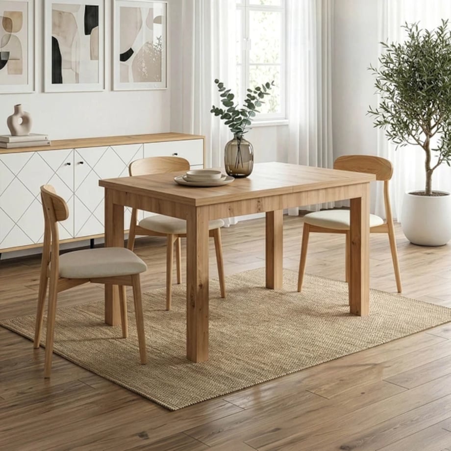 Stół prostokątny rozkładany do jadalni dąb artisan 120-160 cm SKUBI