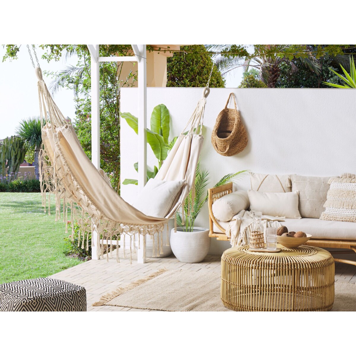 Hamak ogrodowy bawełniany beżowy ROCCA