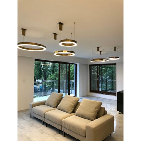 Złota lampa wisząca Ring okrągła LED 38W 3000K nad stół