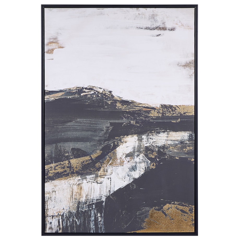 Obraz na płótnie w ramie abstrakcyjny 63 x 93 cm czarno-biały STATTE