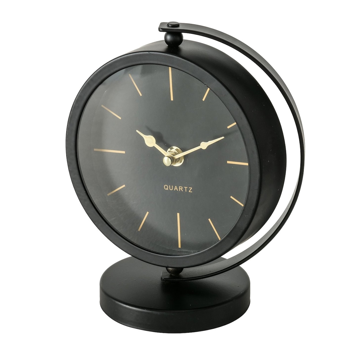 Zegar stołowy czarny BALIA, złote wskazówki, 20 cm, na baterie, metal