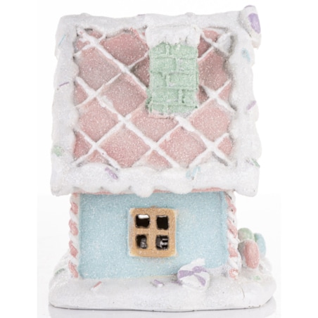 Domek ciasteczkowy LED 13x12x10,5 cm BISCOTTO niebieski mały