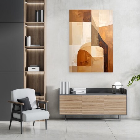 Obraz do salonu sypialni kuchni, Geometryczna kompozycja w odcieniach beżu
