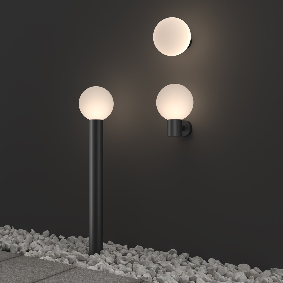 Zewnętrzna lampa ścienna Bold O598WL-01B Maytoni kula IP54 czarny