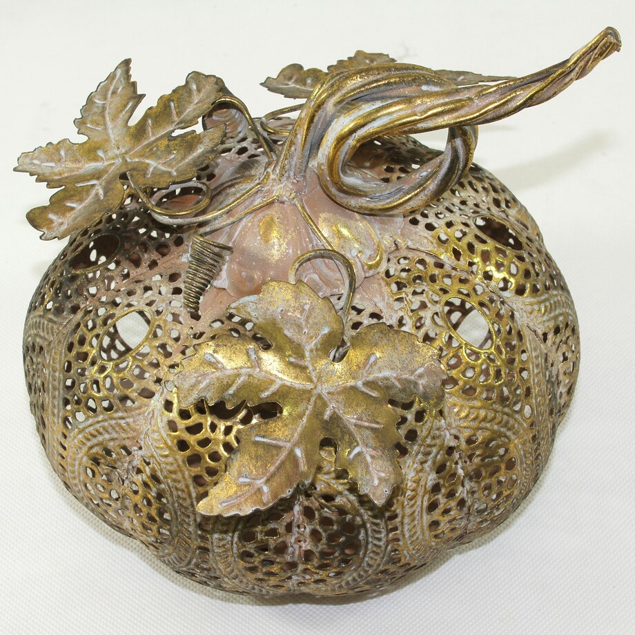 Lampion metalowy - ażurowa dynia 21x19x19 cm PUMBAT-2