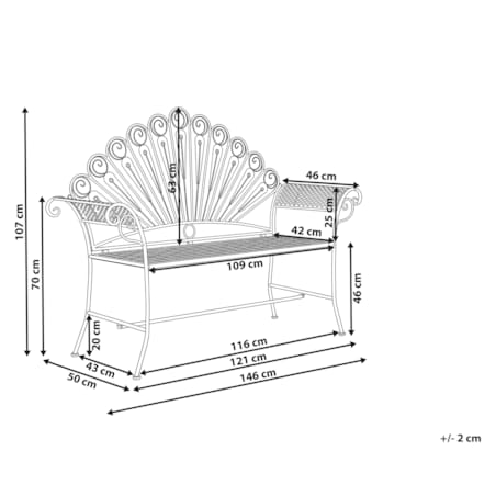 Ławka ogrodowa PAVIA 146 cm Metal Złamana biel