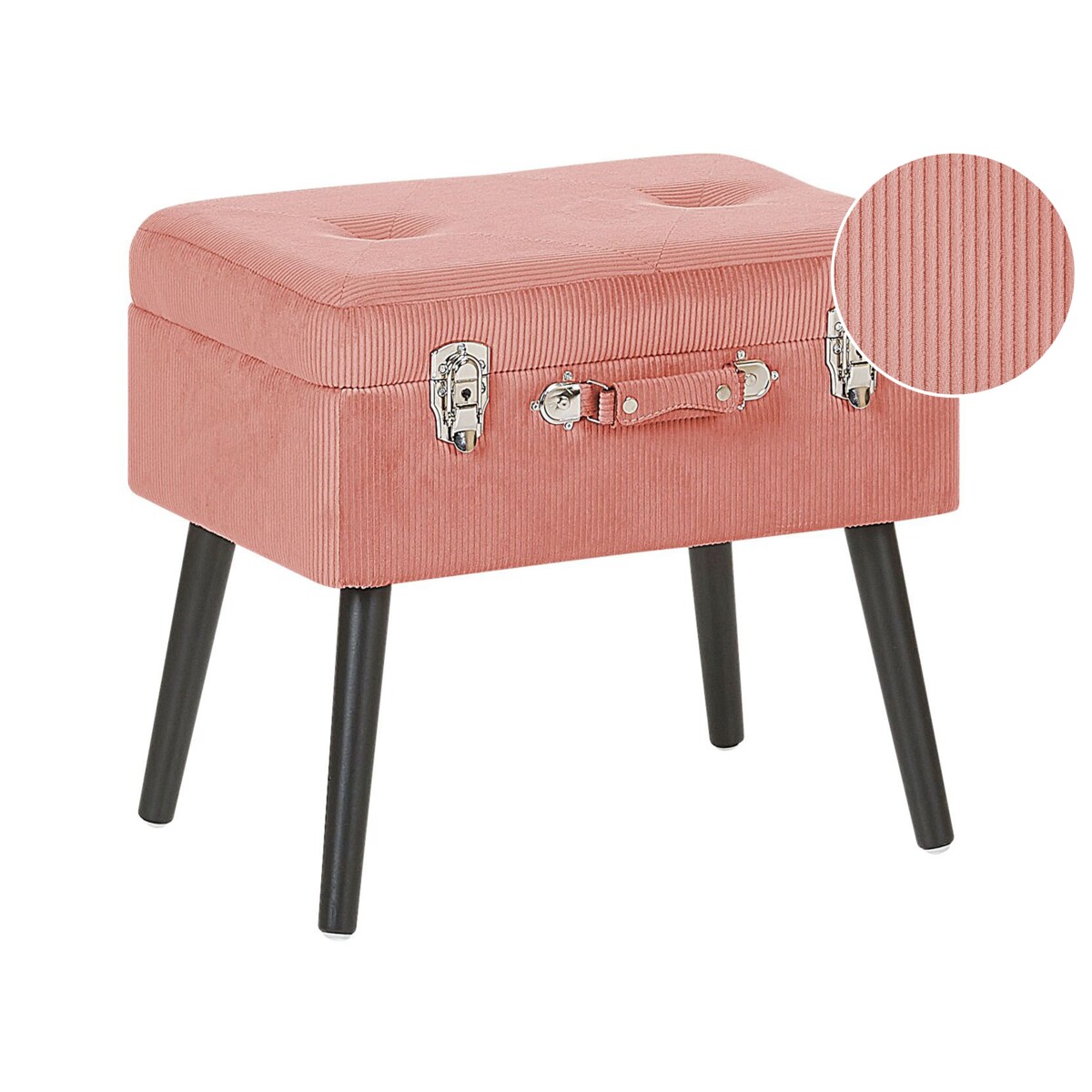 Stołek ze schowkiem sztruksowy różowy MALLARD