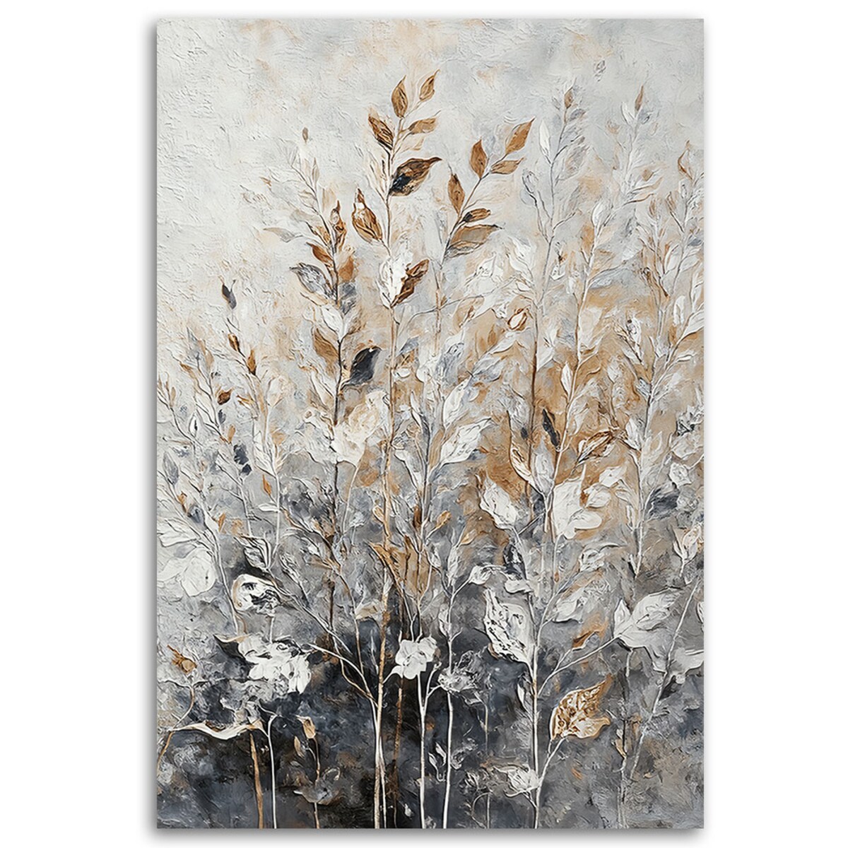 Duży obraz na płótnie do salonu sypialni Rośliny Abstrakcja Botanika Złoty 70x100
