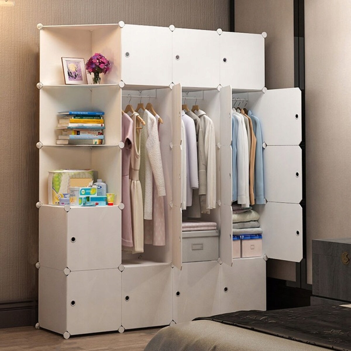 Modułowa szafa garderoba wieszak szafki xxl biała półki drążek na ubrania