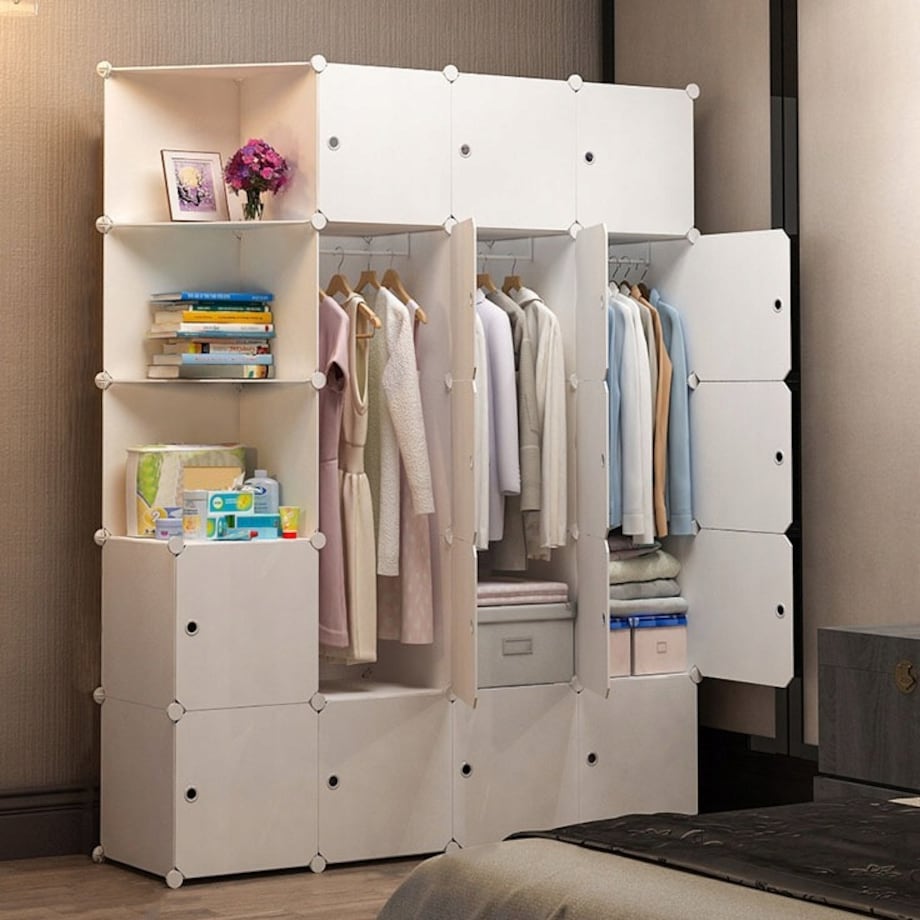 Modułowa szafa garderoba wieszak szafki xxl biała półki drążek na ubrania