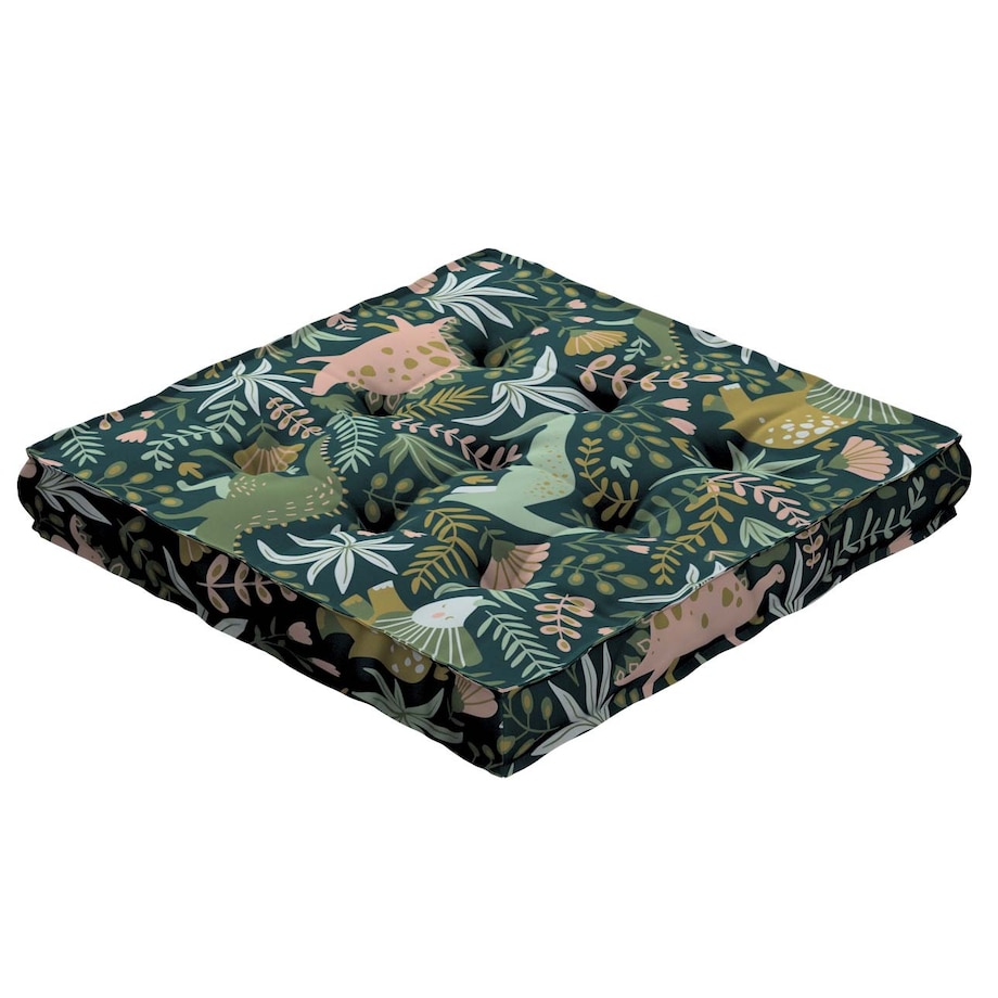 Siedzisko Tomi, dinozaury na zielonym tle, 50 x 50 x 10 cm, Magic Collection