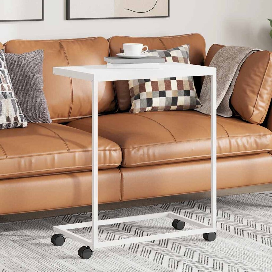 vidaXL Stolik boczny na kółkach, biały, 55x35x70 cm