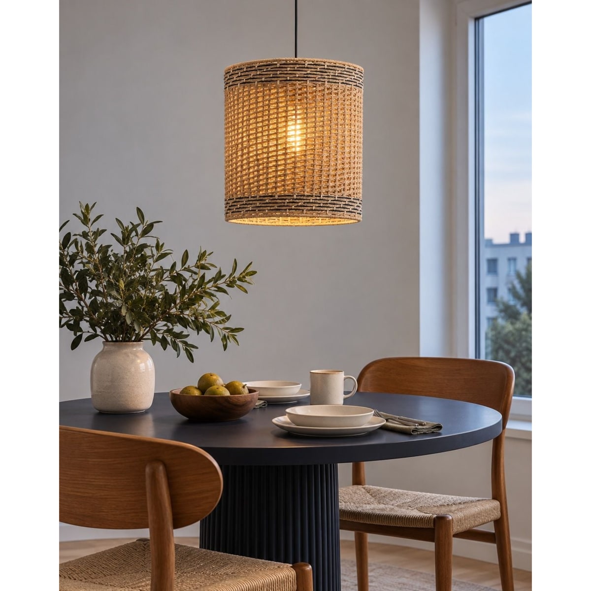 Lampa wisząca LUAPULA Papierowa plecionka Naturalny