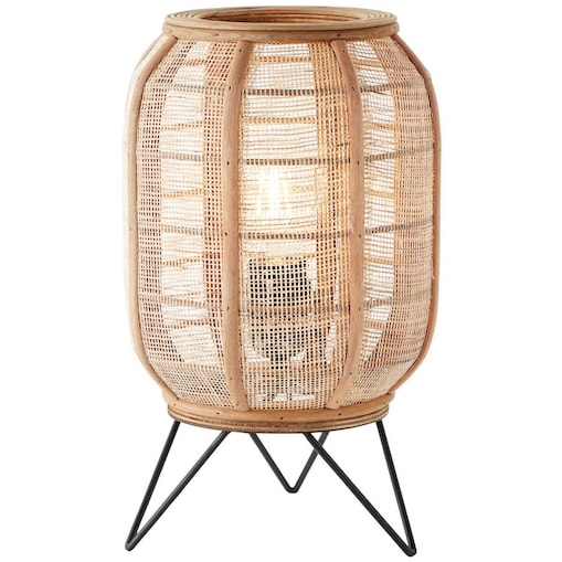 Stołowa lampka boho Tanah 93135/76 Brilliant tuba do salonu beżowy czarny