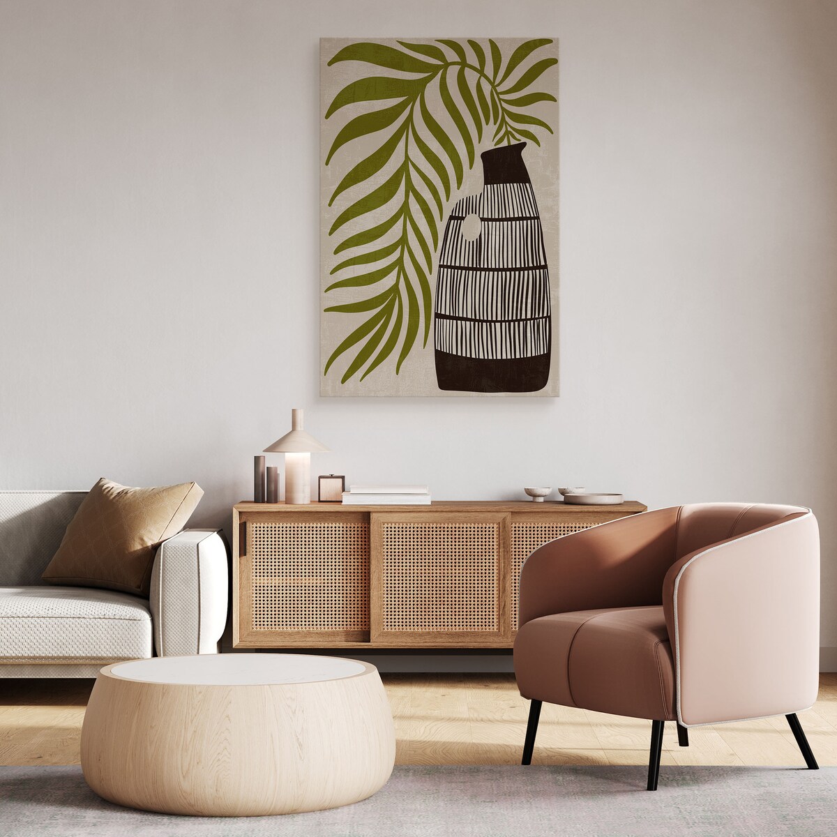 OBRAZ LIŚCIE PALMOWE MARTWA NATURA STYL BOHO 80x120cm