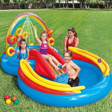 Intex Dmuchany basen Rainbow Ring Play Center, 297x193x135 cm, 57453NP