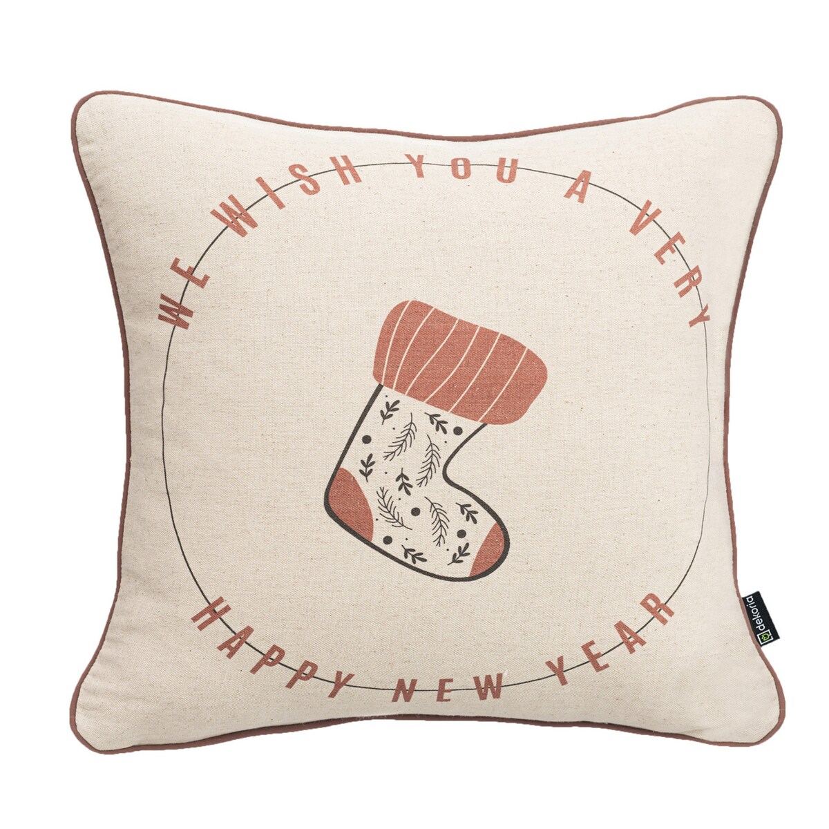 Poszewka na poduszkę Festive Stocking 43x43 cm boże narodzenie, święta, świąteczne, beżowy, 43x43 cm