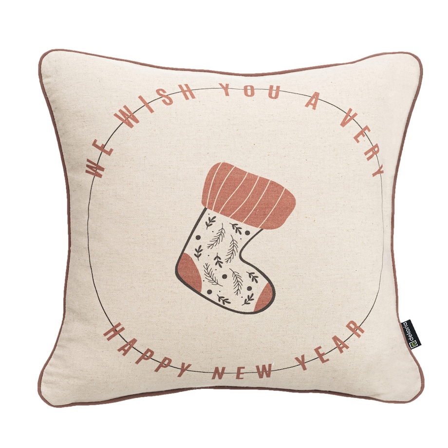 Poszewka na poduszkę Festive Stocking 43x43 cm boże narodzenie, święta, świąteczne, beżowy, 43x43 cm