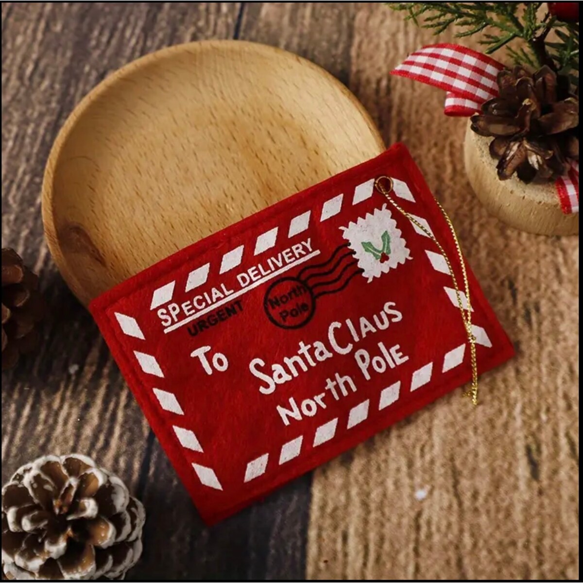 Filcowe ozdobne zawieszki na choinkę KOPERTY świąteczne list do św. Mikołaja