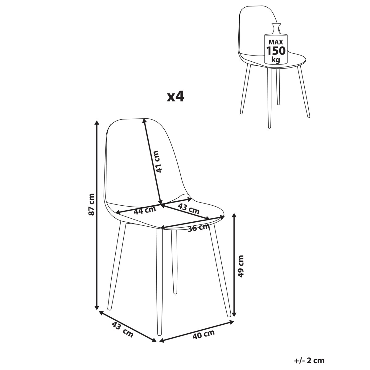 Zestaw 4 krzeseł do jadalni CRANDALL Jasnobeżowy