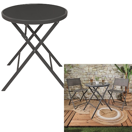 STÓŁ OGRODOWY Elba SKŁADANY szary 60cm średnicy