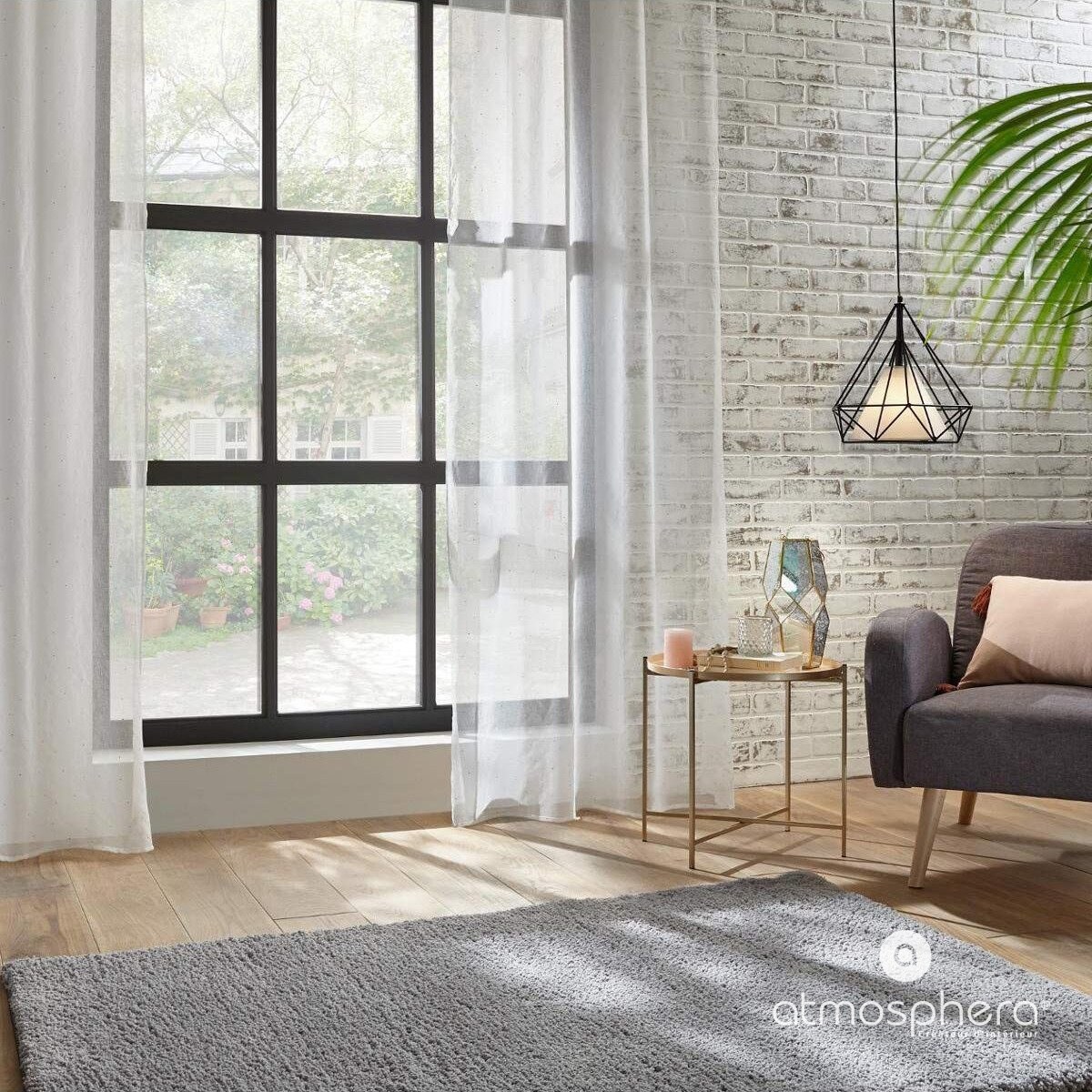 Firanka do salonu, nadruk w kropki, 140 x 240 cm