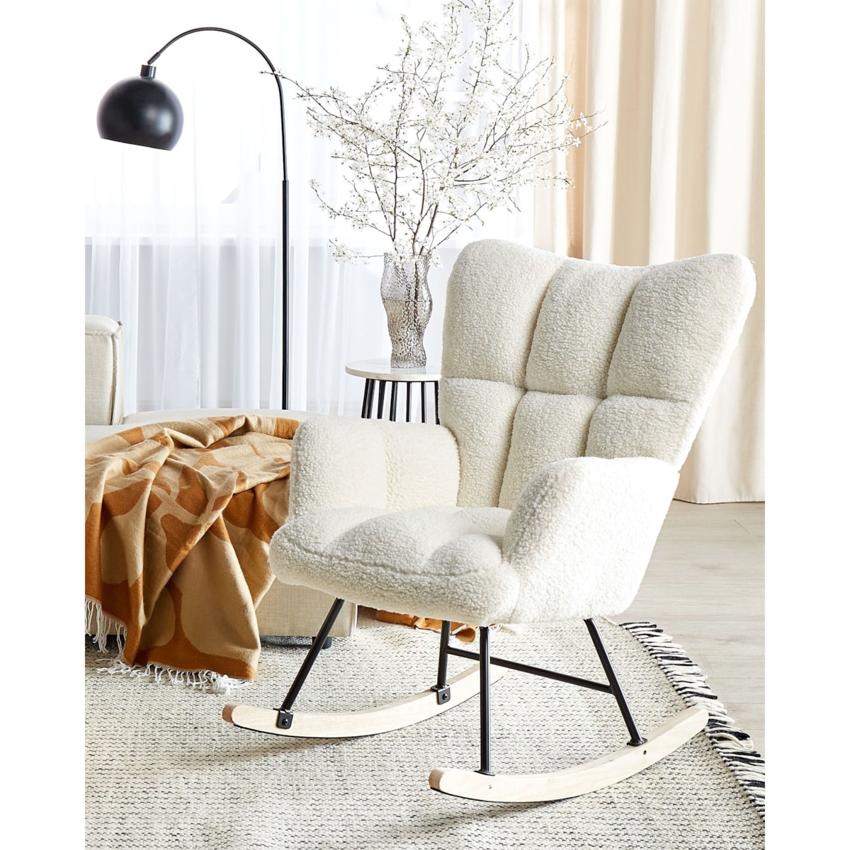 Fotel bujany OULU Boucle Biały