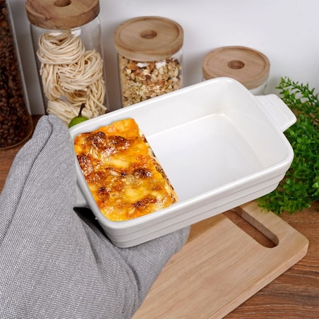 Naczynie Żaroodporne Ceramiczne Białe 19 x 11 x 4 cm do Piekarnika Pieczenie