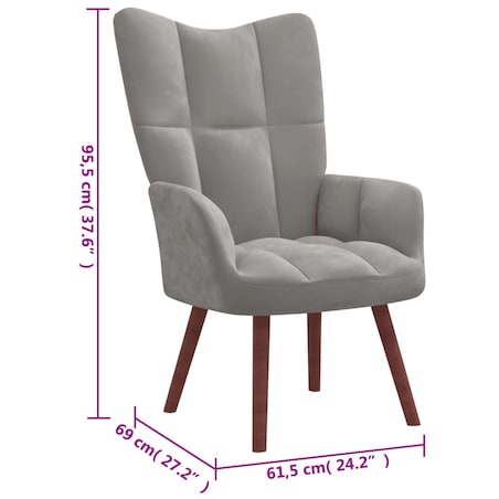 vidaXL Fotel z podnóżkiem, jasnoszary, obity aksamitem