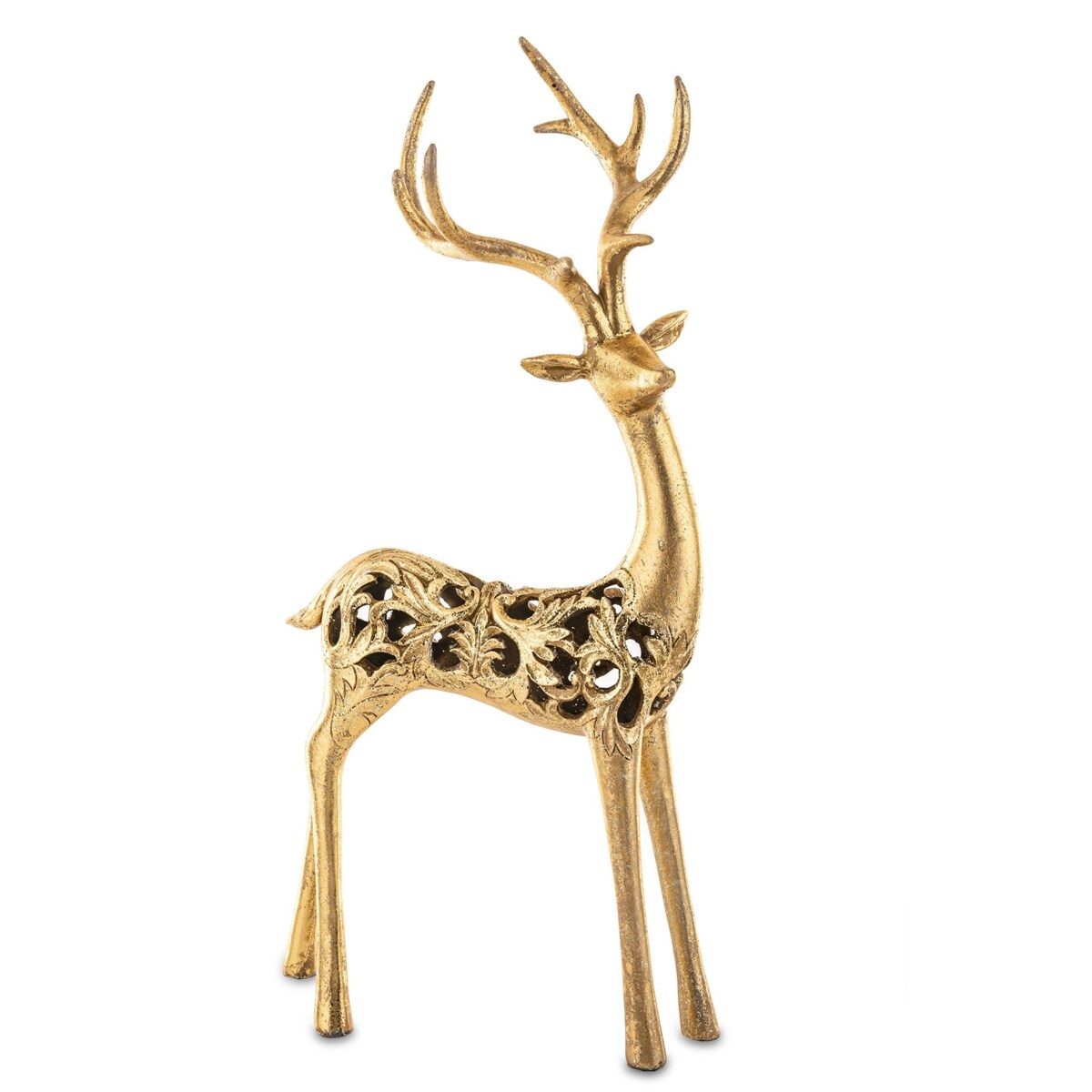Figurka - stojący renifer ażurowy 42x22x12 cm AYAL-2 big złoty