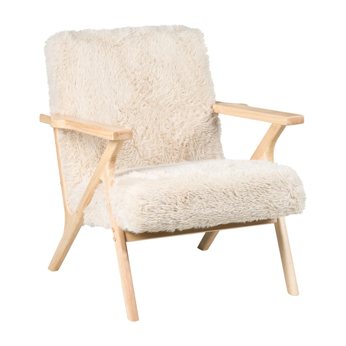 Fotel KISA Sztuczne futro Jasnobeżowy