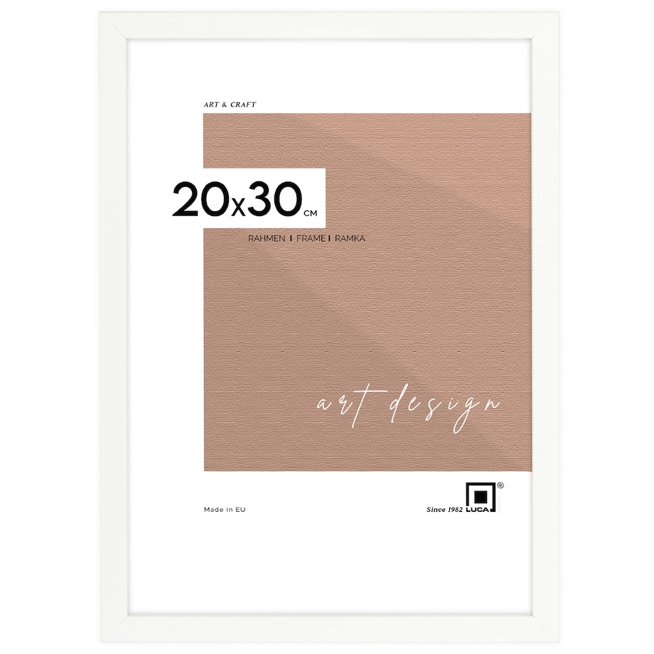 Biała ramka na zdjęcia 20x30 cm rama MDF z plexi klasyczna ramka zawieszka stopka